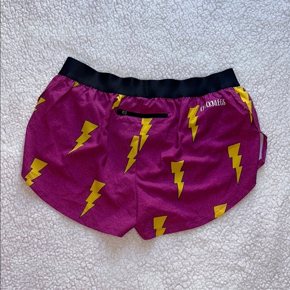 Vibrant Purple and Yellow Athletic Shorts with Lightning Pattern - Picture 6 of 9